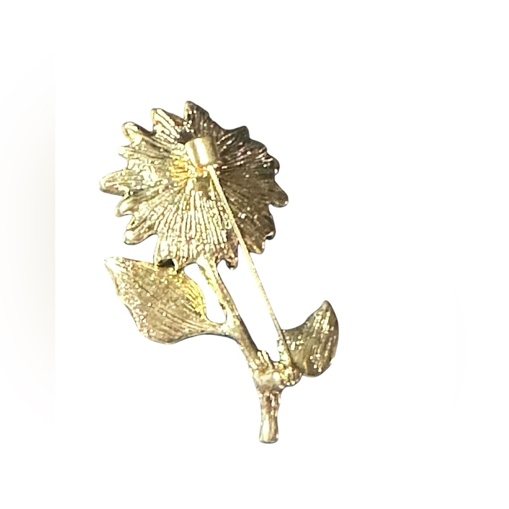 Sunflower Brooch with Green Leaves - Picture 5 of 5